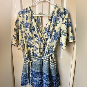 Francesca’s yellow and blue floral romper